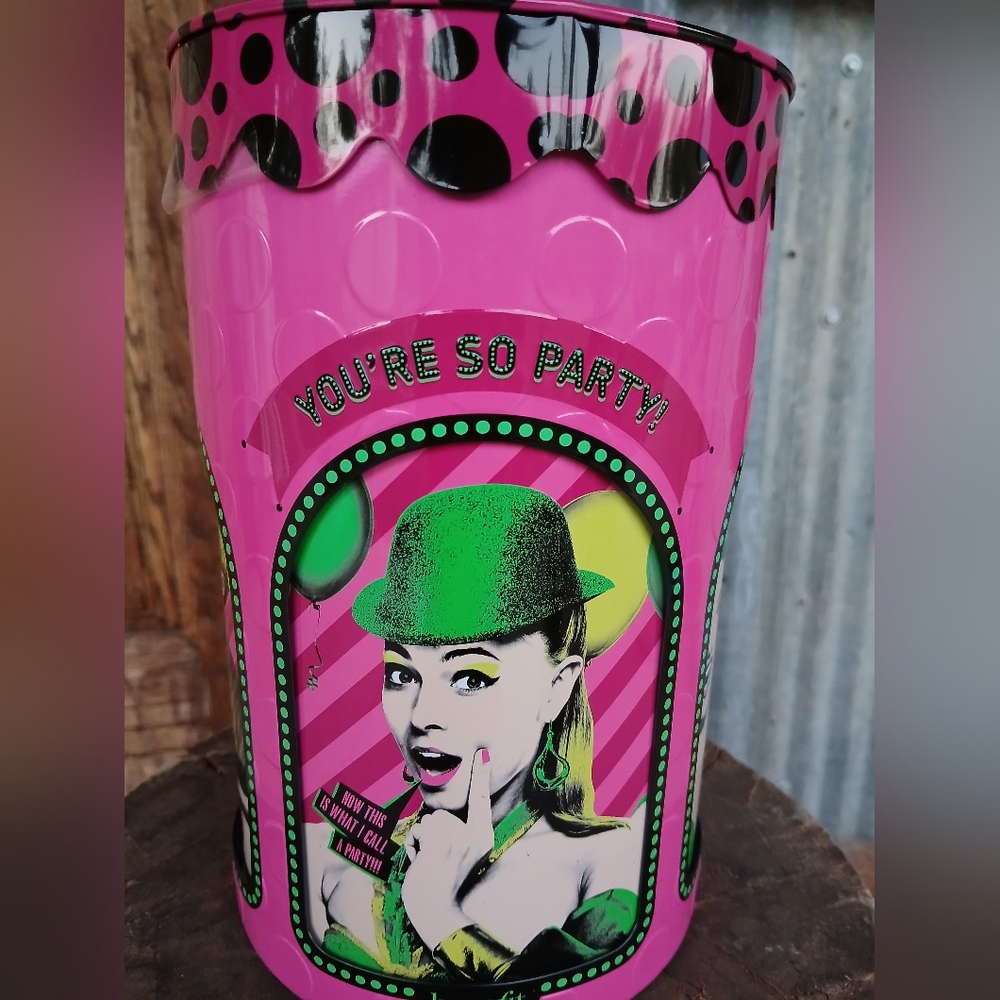 Benefit Cosmetics Maximalist Pink Party Bucket Collectible 3 Piece Tin Canister